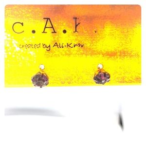 C.A.K.E  gold tone Crystal Stud Earrings  -NWT
